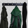 Black Wooden Coat Rack – 6 Double Hooks, Wall or Door Mountable