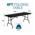 Heavy Duty 6ft Folding Table – Portable Plastic Banquet & Camping BBQ Table