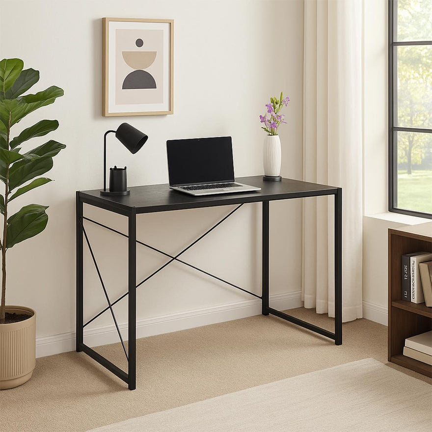 Folding Desk Table Desktop & Metal Frame – 100 x 50 x 75 cm