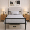 Single Metal Bed Frame Extra Strong Stylish Modern Bedroom Storage Sturdy Design