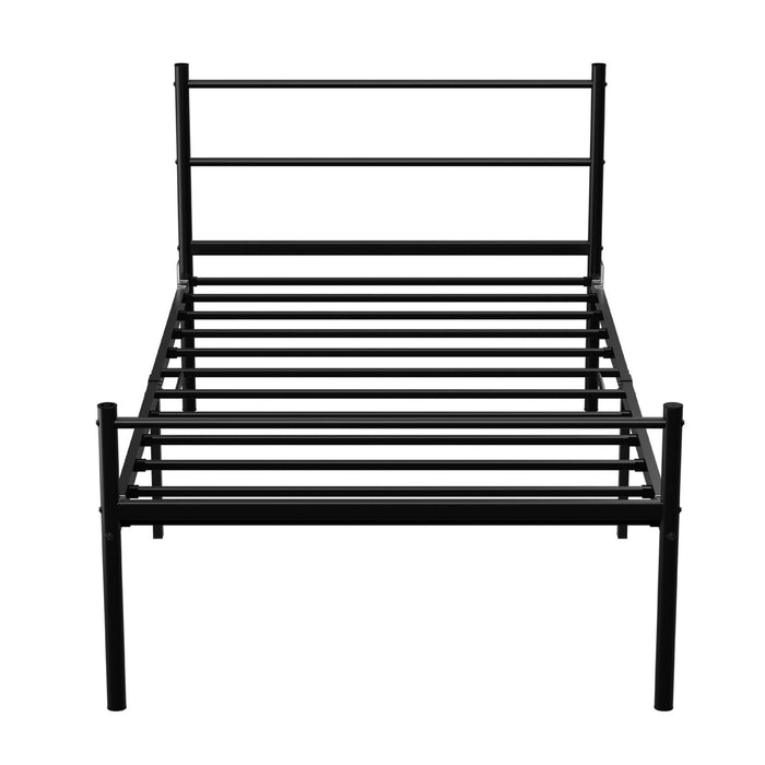 House Of Home | Extra Strong Single Metal Bed Frame in Black - Easy Assemble Bed Frames, 6.5ft x 3ft Bed Base Stylish and Durable Bedroom Furniture with Under Bed Storage Space