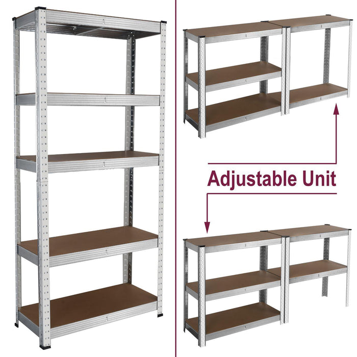 Boltless 5 Tier Shelving Racking Heavy Duty Steel Shelf Unit Shed Garage Home Galvanised