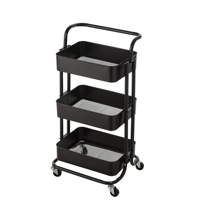 3 Tier Storage Cart On Wheels Home Kitchen Office Bath-Bedroom Organiser Black