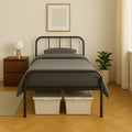 Bed Frame Metal Rounded Headboard Easy Assembly Under Storage Single Double King