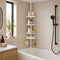 Telescopic shower pole with trays – white