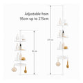 Telescopic shower pole with trays – white