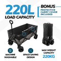 220L Foldable Utility Trolley – Heavy Duty Cart with Carry Bag, Liner & Bungee Ropes