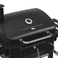 XL Charcoal BBQ Smoker with Folding Side Tables — Adjustable Coal Tray — Chimney Vent — Black