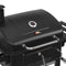 XL Charcoal BBQ Smoker with Folding Side Tables — Adjustable Coal Tray — Chimney Vent — Black