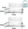 Set of 2 Stainless Steel Self-Adhesive Shower Caddies – Rust-Resistant Wall Storage