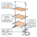 3-Tier Heated Clothes Airer with Cover – Electric Drying Rack, Silver