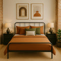 Bed Frame Metal Rounded Headboard Easy Assembly Under Storage Single Double King