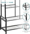 Freestanding Double Clothes Rail with 2 Shoe Racks & 4 Shelves – Black Steel Frame