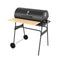 Barrel BBQ with Wooden Shelf. Large Charcoal Grill & Smoker with 70cm Enamel Cooking Grids and Temperature Gauge
