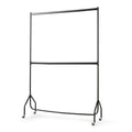 Two-Tier Heavy Duty Clothes Rail – Black Steel Garment Rack with Locking Wheels