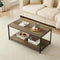 Light Brown 2-Tier Coffee Table 100cm – Living Room Table with Metal Frame & Shelf