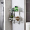 Self Adhesive 2 Tier Aluminium Shower Caddy – Wall Mounted with Bottom Hooks