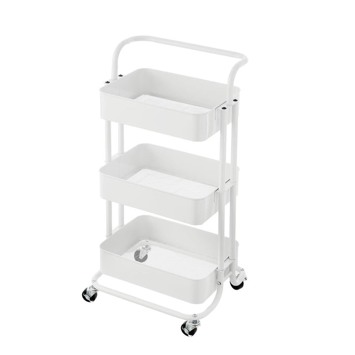 3 Tier Storage Cart On Wheels Home Kitchen Office Bath-Bedroom Organiser White