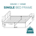 Bed Frame Metal Rounded Headboard Easy Assembly Under Storage Single Double King
