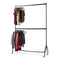 Two-Tier Heavy Duty Clothes Rail – Black Steel Garment Rack with Locking Wheels