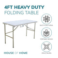 Heavy Duty 4ft Folding Table – Portable Plastic Banquet & Camping BBQ Table