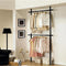 Floor to Ceiling Telescopic Wardrobe Organiser – Double Hanging Clothes Rail, Black & White
