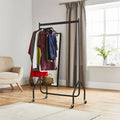 Heavy Duty Clothes Rail – Strong Black Garment Rack with Locking Wheels