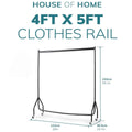 Heavy Duty White Clothes Rail Metal Clothing Rack on Wheels | 3ft, 4ft, 5ft, 6ft