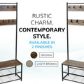 Multi-Function Coat Stand with Grey Frame & Rustic Brown Wood – Hallway Entrance