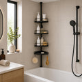 Telescopic shower pole with trays – Black