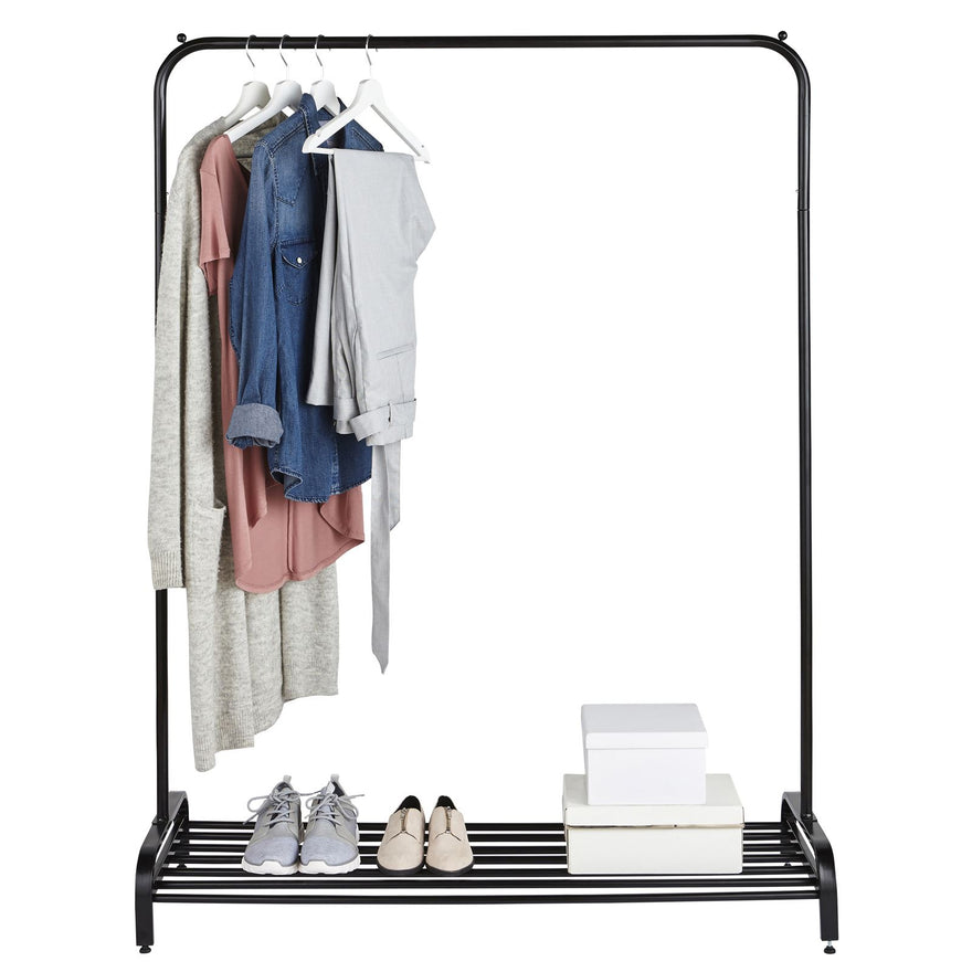 Garment Rack Clothes Rail Stand with Shoe Shelf Adjustable Feet