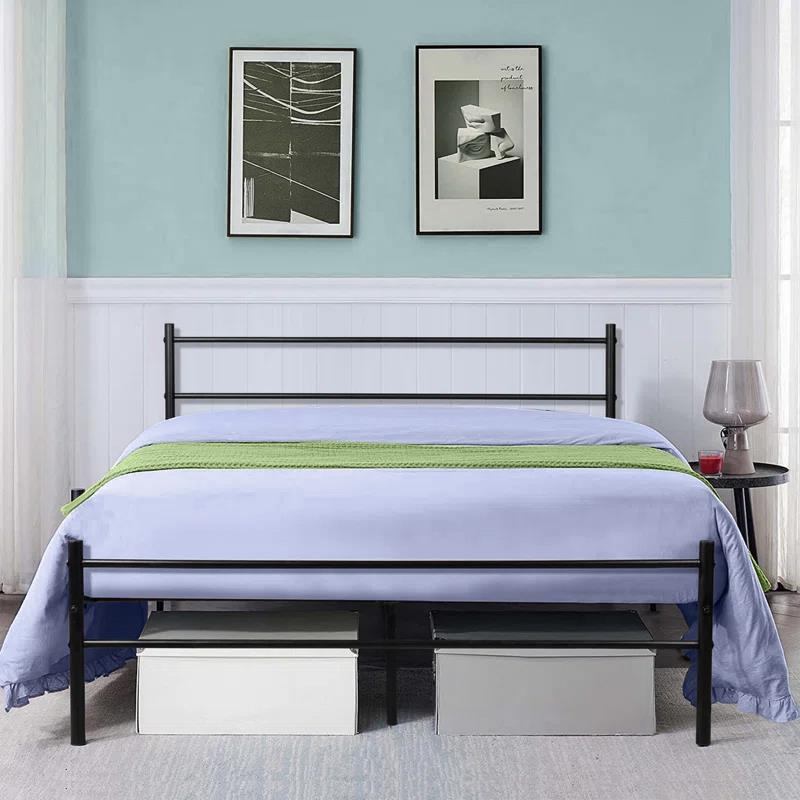 Metal Bed Frame Modern Design Single, Double, King, Extra Strong Black Finish Sturdy & Durable