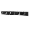Black Wooden Coat Rack – 6 Double Hooks, Wall or Door Mountable