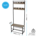 Multi-Function Coat Stand with Grey Frame & Rustic Brown Wood – Hallway Entrance