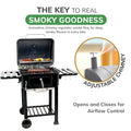 XL BBQ Smoker Grill Folding Tables, Thermometer, Adjustable Charcoal Pan With Chimney