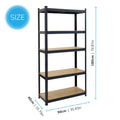 Boltless 180cm High 5 Tier Heavy Duty Steel Shelving Unit – 875kg Load, Black