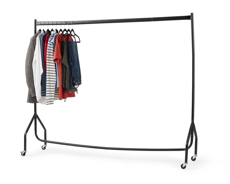 Superior Extra Heavy Duty Black Steel Clothes Rail with Locking Wheels – 6ft, 5ft & 4ft