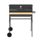 Barrel BBQ with Wooden Shelf. Large Charcoal Grill & Smoker with 70cm Enamel Cooking Grids and Temperature Gauge