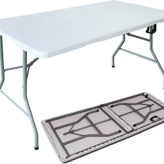 Heavy Duty 5ft Folding Table – Portable Plastic Banquet & Camping BBQ Table