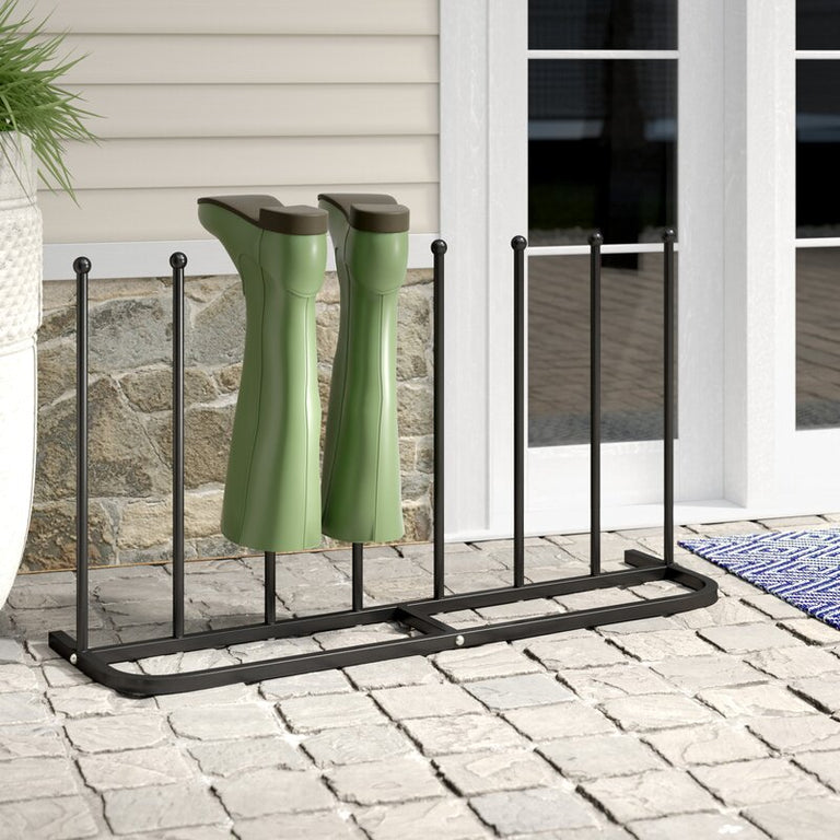 Black Boot & Shoe Stand – Holds 4 Pairs of Boots with 8 Support Bars