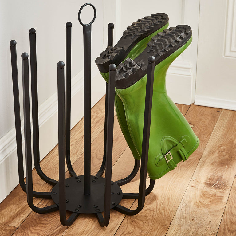 5 Pair Black Round Boot Vertical Shoe Rack – Durable Steel Storage
