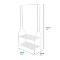 5ft Sturdy Steel White Clothes Rail With Two Shelves Hanging Storage Hooks -