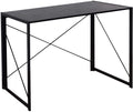 Folding Desk Table In Black Desktop and Metal Frame - 100 x 50 x 75cm -