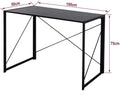 Folding Desk Table In Black Desktop and Metal Frame - 100 x 50 x 75cm -