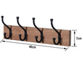 Oak Finish Heavy Duty 4 Double Coat Hooks Wall Or Door Mountable -