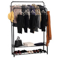 Freestanding Double Clothes Rail with Shoe Rack -