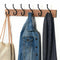 Oak Finish Heavy Duty 6 Double Coat Hooks Wall Or Door Mountable -