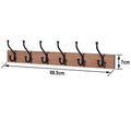 Oak Finish Heavy Duty 6 Double Coat Hooks Wall Or Door Mountable -