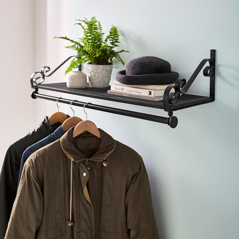 Heavy Duty Wall Mounted Clothes Rail & Shelf