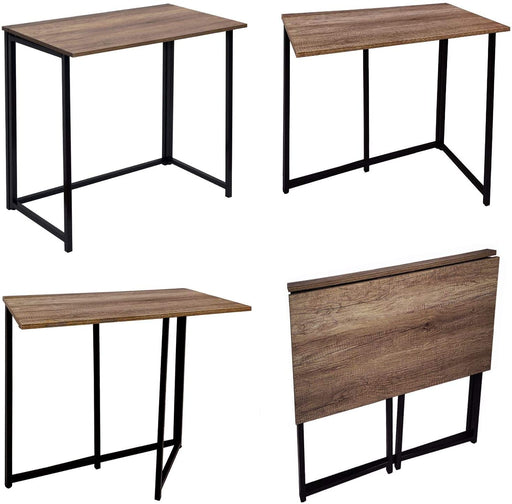 Folding Desk Table In Black Powder Coating - 80 x 45 x 74cm -